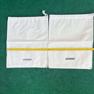 Jacquemus Cream Canvas Dust Bags with Navy Logo - Pair